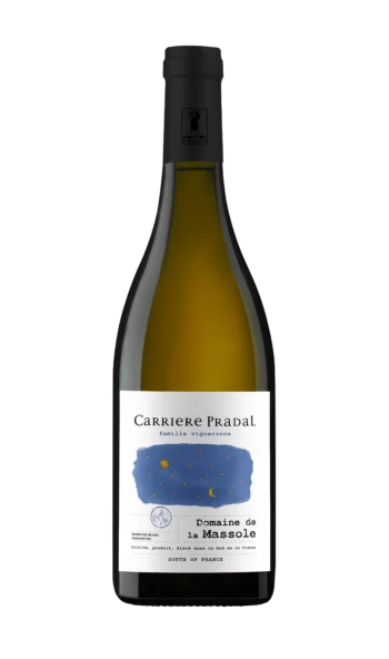 Bouteille de vin blanc du Domaine de la Massole de Carriere Pradal situé dans le Languedoc